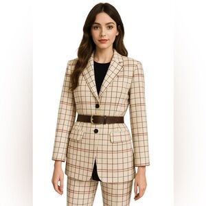 Argent Ivory Plaid “Arger” Jacket, Lined, Career, Travel,  Emily in Paris, NWT 4